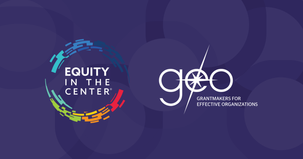Equity in the Center Logo and Grantmakers for Effective Organizations (GEO) Logo